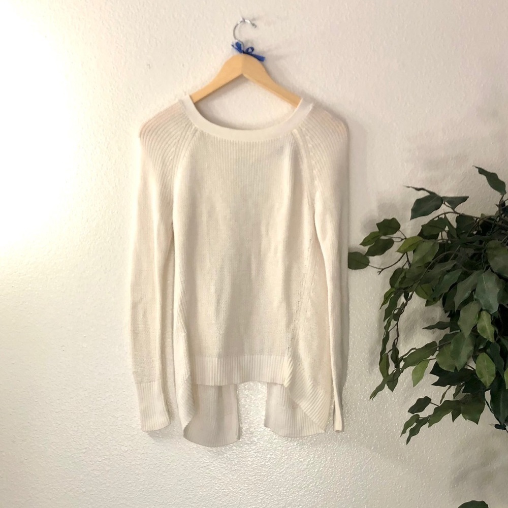 Express Open Back Buckle White Sweater